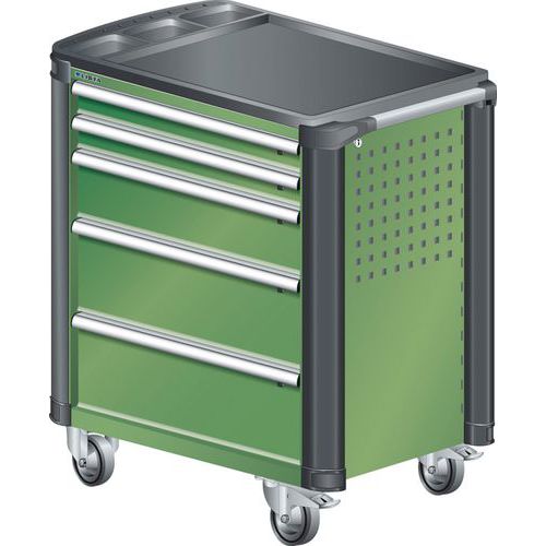 A257297 - Chariot Atelier Protection Coins - 5 Tiroirs - Vert