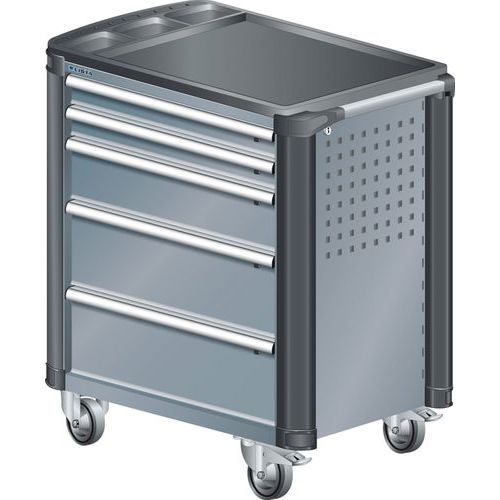 A257299 - Chariot Atelier Protection Coins - 5 Tiroirs - Gris Foncé