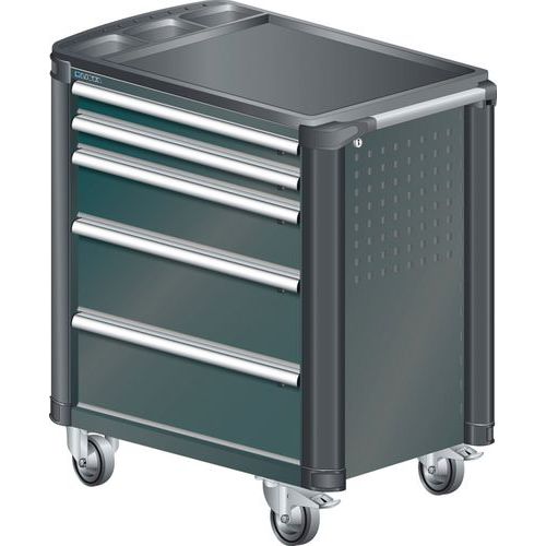 A257300 - Chariot Atelier Protection Coins - 5 Tiroirs - Noir