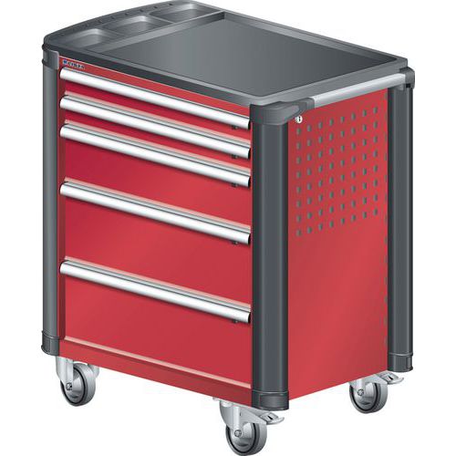 A257301 - Chariot Atelier Protection Coins - 5 Tiroirs - Rouge