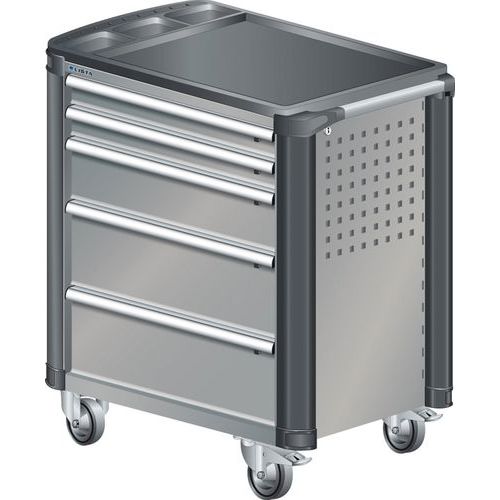 A257302 - Chariot Atelier Protection Coins - 5 Tiroirs - Gris/argent