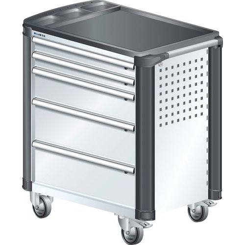 A257305 - Chariot Atelier Protection Coins - 5 Tiroirs - Blanc