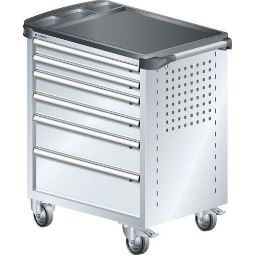 A257380 - Chariot Atelier Revêtement Plastique - 6 Tiroirs - Gris