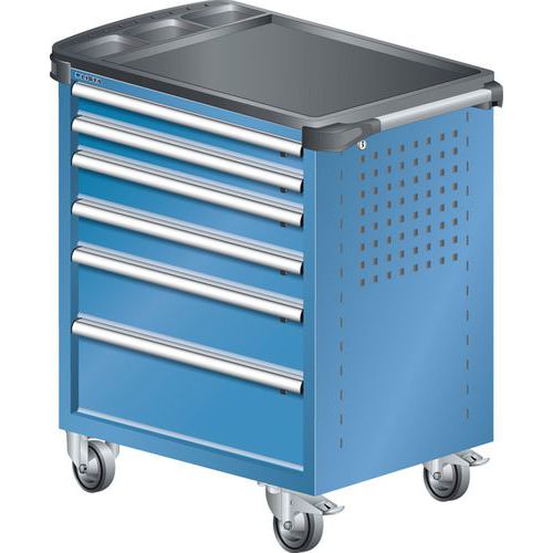 A257382 - Chariot Atelier Revêtement Plastique - 6 Tiroirs - Bleu