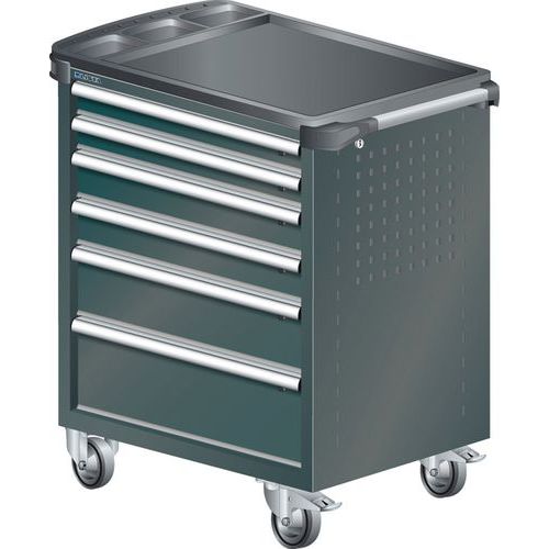 A257384 - Chariot Atelier Revêtement Plastique - 6 Tiroirs - Noir