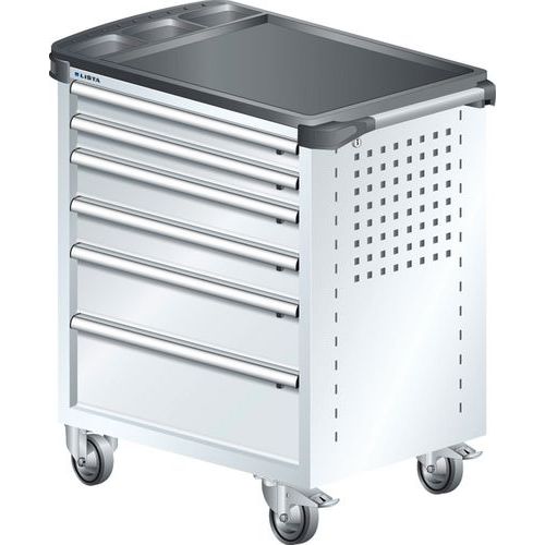 A257389 - Chariot Atelier Revêtement Plastique - 6 Tiroirs - Blanc