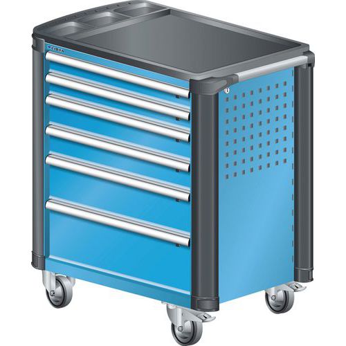 A257463 - Chariot Atelier Protection Coins - 6 Tiroirs - Bleu Clair