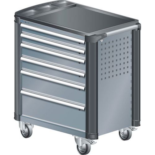 A257467 - Chariot Atelier Protection Coins - 6 Tiroirs - Gris Foncé