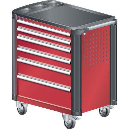 A257469 - Chariot Atelier Protection Coins - 6 Tiroirs - Rouge