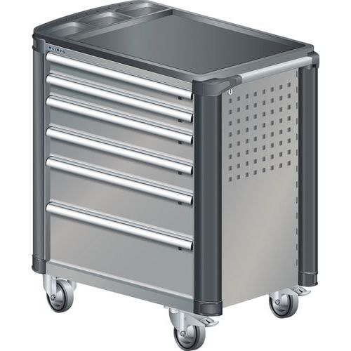 A257470 - Chariot Atelier Protection Coins - 6 Tiroirs - Gris/argent