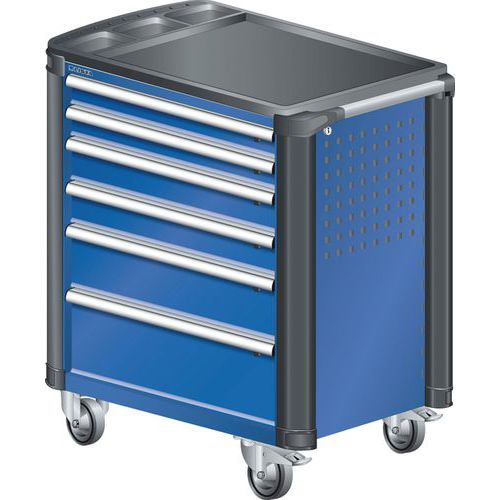 A257472 - Chariot Atelier Protection Coins - 6 Tiroirs - Bleu Fluo