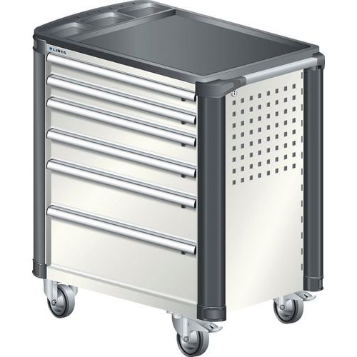 A257474 - Chariot Atelier Protection Coins - 6 Tiroirs - Gris Clair