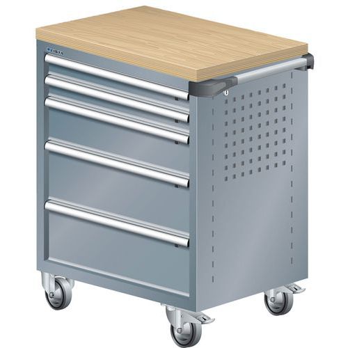 A257527 - Chariot Atelier Revêtement Multiplex - 5 Tiroirs -gris Foncé