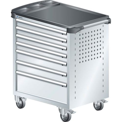 A257536 - Chariot Atelier Revêtement Plastique - 7 Tiroirs - Gris