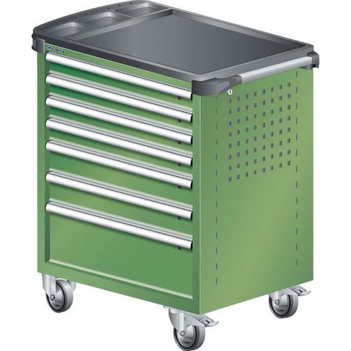 A257537 - Chariot Atelier Revêtement Plastique - 7 Tiroirs - Vert