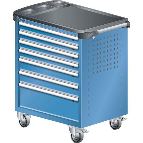 A257538 - Chariot Atelier Revêtement Plastique - 7 Tiroirs - Bleu