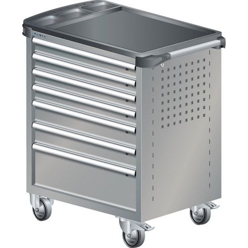 A257542 - Chariot Atelier Revêtement Plastique -7 Tiroirs-gris/argent