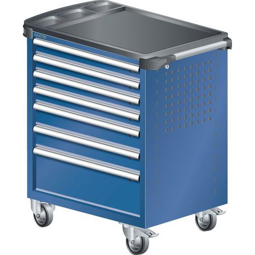 A257543 - Chariot Atelier Revêtement Plastique - 7 Tiroirs -bleu Foncé