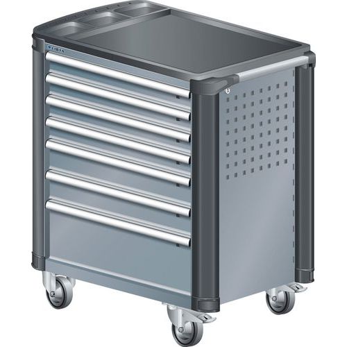 A257623 - Chariot Atelier Protection Coins - 7 Tiroirs - Gris Foncé