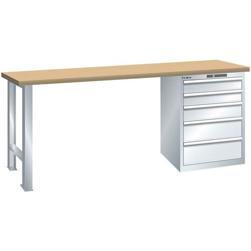 Établis Gris Clair 2000x700x890 Cap. 800kg Et 5 Tir. 75kg