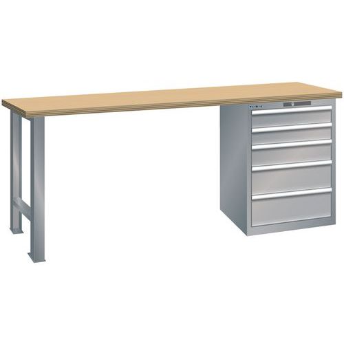 Établis Gris Pigeon 2000x700x890 Cap. 800kg Et 5 Tir. 75kg