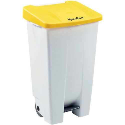 Poubelle Agroalimentaire Mobile à Pédale 120 L Blanc / Jaune - Manutan