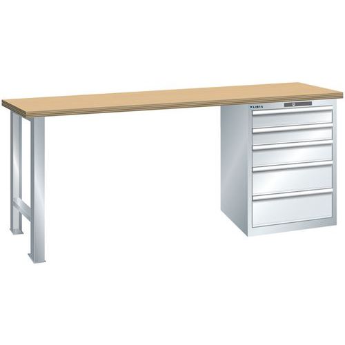 Établis Gris Clair 2000x750x890 Cap. 800kg Et 5 Tir. 75kg