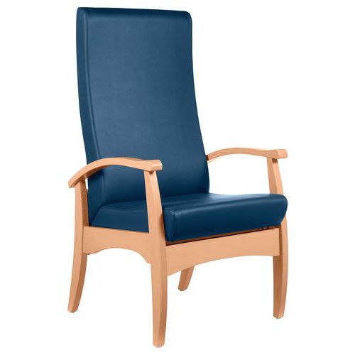 Sunset Creation - Fauteuil de repos Realty Ginkgo Pétrole - Assise Mousse Bleu Foncé - Piétement Hêtre - Confort & Sécurité M1