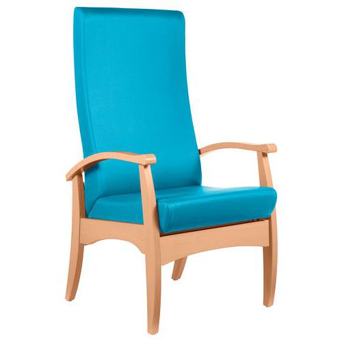 Sunset Creation - Fauteuil de repos Realty Abaka Curacao Bleu - Hêtre Naturel - Confort & Stabilité - 120kg Max
