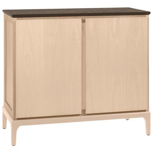 Sunset Creation - Buffet Mona 2 portes bouleau plateau stratifié brocante - 110.5x95.7x51 cm - 45 kg - Hêtre et Alaisé - Mobilier restauration