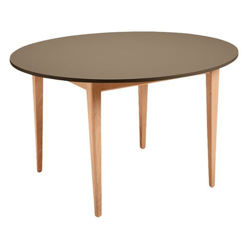 Sunset Creation - Table Ronde Grand Large Ø120 cm - Stratifié ABS Pierre de Lune/Naturel - Usage Collectivité - 5 ans Garantie