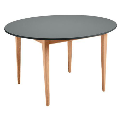 Table Grand Large Ø120 Cm Stratifié Abs - Gris/naturel