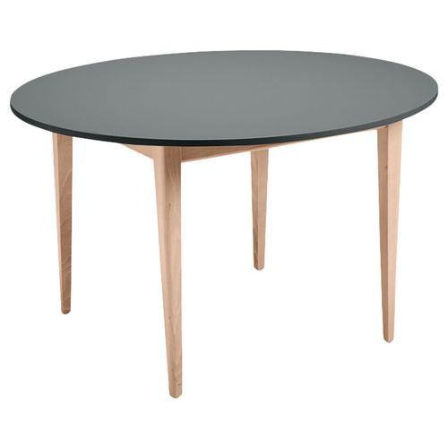 Table Grand Large Ø120 Cm Stratifié Abs - Gris/bouleau