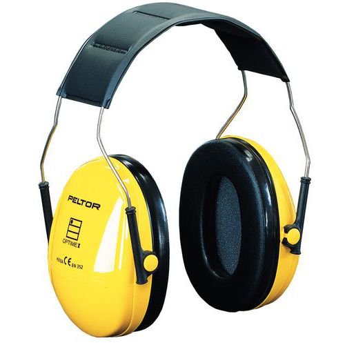 3M - Casque Antibruit Optime I Serre-Tête Jaune - 27 dB - Protection Auditive Confortable