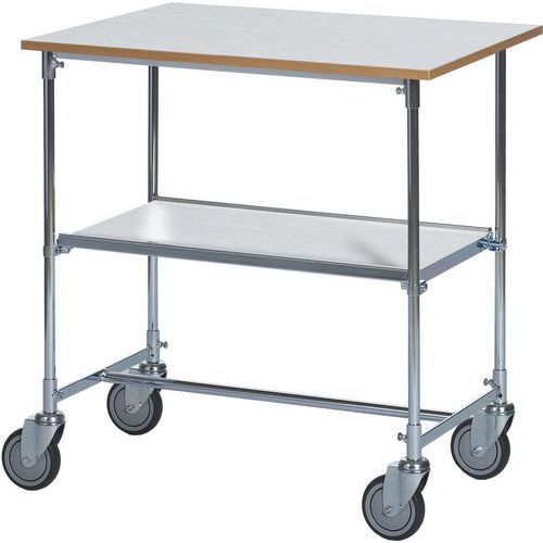 Helge Nyberg - Table roulante ErgoB - Stratifié Gris 820x600x900mm - 2 plateaux 50kg/plateau - 100kg charge totale