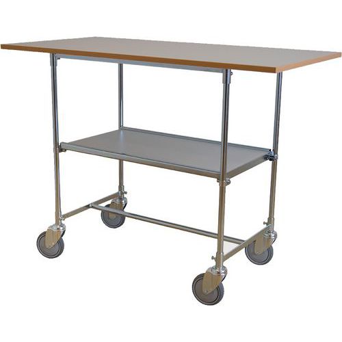 Helge Nyberg - Table roulante ErgoB stratifié gris 1200x600x900mm - 2 plateaux 50kg/plateau - 100kg charge totale - Roulettes pivotantes