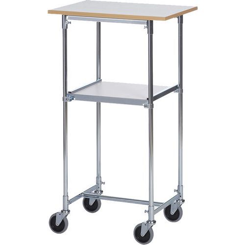 Helge Nyberg - Table roulante ErgoB stratifié gris - 600x430x1060mm - 2 plateaux 50kg - Châssis acier