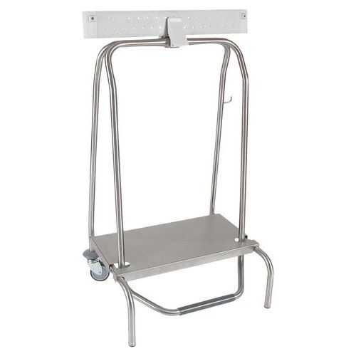 Sclessin Fonction Linge - Collecteur déchet Cleany II 110L Inox - 2 roues, 2 pieds - Couvercle inclus - Argent/Zingué