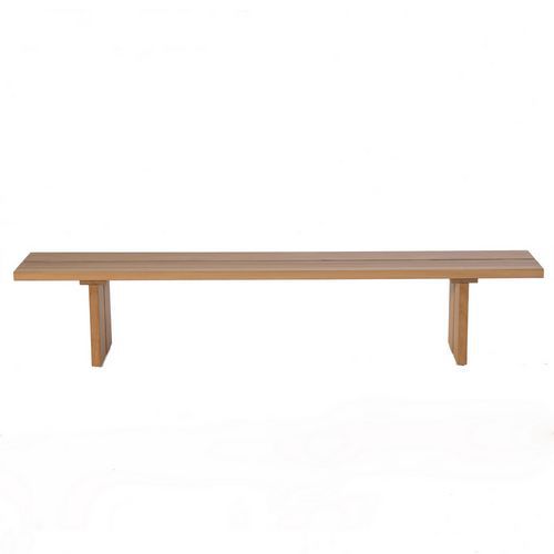 Banc Sol 240 cm - Assise et Piètement Iroko Bois Exotique - 4 Places - Usage Collectivité Intérieur Extérieur