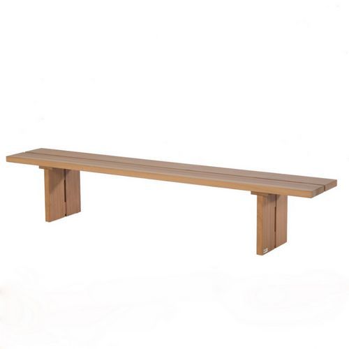Banc Sol 300 cm - Assise et Piétement Iroko Bois Exotique - 5 Places Usage Collectivité Intérieur Extérieur