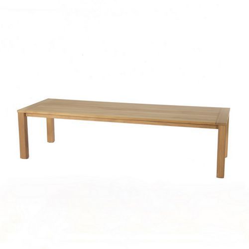 Table Petra 240x100 cm - Plateau et Piétement Iroko Bois Massif - 8 Personnes - Intérieur/Extérieur - Usage Collectivité