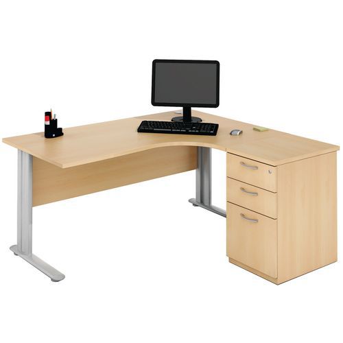 Bureau Compact Avec Caisson Hetre Manutan Manutan Fr