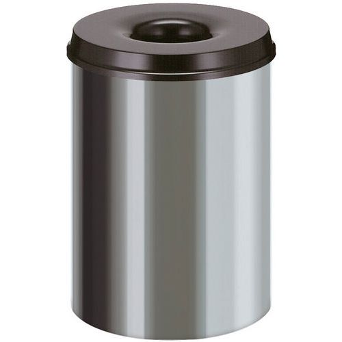 Poubelle À Papier Anti-feu Inox/noir 30l