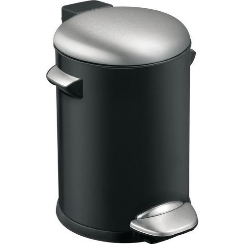 Belle Deluxe 3l Poubelle à Pédale Noir/inox Mat