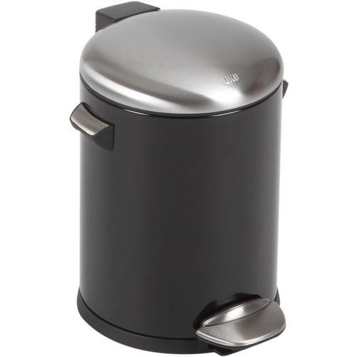 Belle Deluxe 5l Poubelle à Pédale Noir/inox Mat