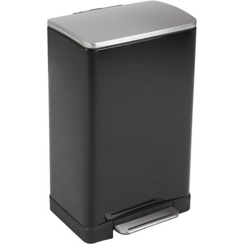 E-cube Poubelle À Pédale Rectangle 40l Noir/inox Mat
