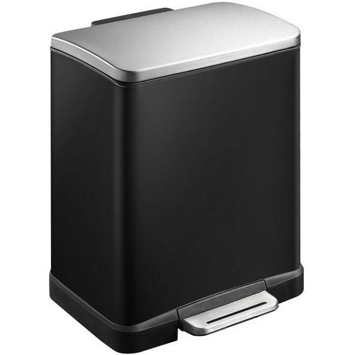 E-cube Poubelle à Pédale 10+9l Noir/inox Mat