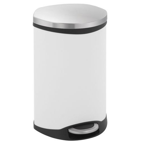 Poubelle Shell 18l Blanc/inox Mat