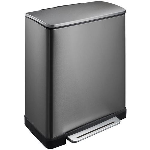 Poubelle à Pédale Tri Sélectif E-cube 28+18l Eko Acier Noir