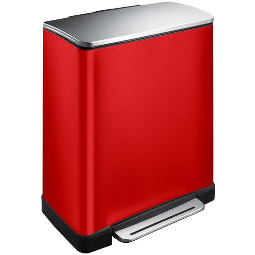Poubelle à Pédale Tri Sélectif E-cube 28+18 Ltr Eko Rouge